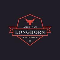vintage retro badge voor Texas longhorn koe, land western stier hoofd familie platteland boerderij logo ontwerp sjabloon element vector