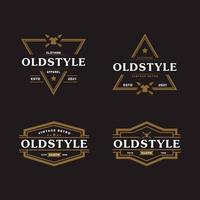 set van klassieke vintage retro label badge voor kleding kleding oude stijl logo embleem ontwerp sjabloon element vector