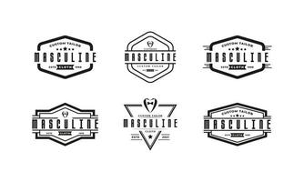 set van klassieke vintage retro label badge voor kleding kleding heer en mannelijk logo embleem ontwerp sjabloon element vector