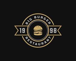 klassiek vintage retro label badge embleem ham beef patty burger voor fast food restaurant logo ontwerp inspiratie vector