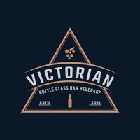 luxe vintage retro label badge embleem bloemen victoriaans wijnfles glas bar drank logo ontwerp inspiratie vector