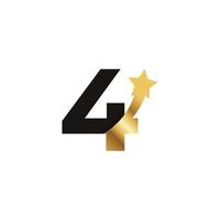 nummer 4 gouden ster logo pictogram symbool sjabloon element vector