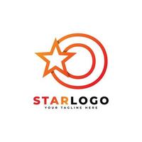 letter o star-logo lineaire stijl, oranje kleur. bruikbaar voor winnaar, award en premium logo's. vector