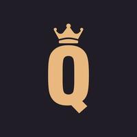 luxe vintage eerste letter q troon met kroon klassieke premium label logo ontwerp inspiratie vector