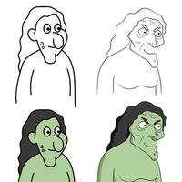 groene heks nft avatar stripfiguur oude vrouwen vector