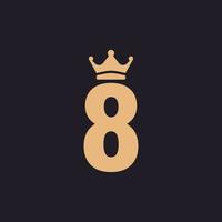 luxe vintage nummer 8 troon met kroon klassieke premium label logo ontwerp inspiratie vector