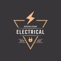 hipster vintage retro rustiek label badge voor elektrische bout flash storm stempel logo ontwerp inspiratie vector