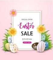 happy easter sale banner met kleurrijke eieren vector