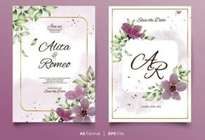 aquarel trouwkaart met roze bloem