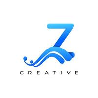 bedrijfslogo in eerste z-letter met creatieve swoosh vloeibare kleur voor de kleurovergang, vectorsjabloonelement