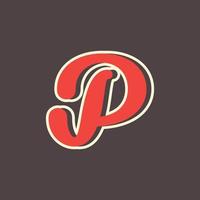 retro letter p-logo in vintage westernstijl met dubbele laag. bruikbaar voor vectorlettertype, labels, posters enz. vector