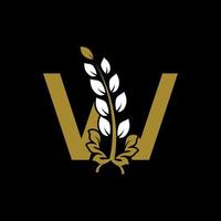 eerste letter w gekoppeld monogram gouden lauwerkrans logo. sierlijk ontwerp voor restaurant, café, merknaam, badge, label, luxe identiteit vector
