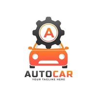 letter a met auto-onderhoudsvector. concept automotive logo-ontwerp van sportwagen. vector