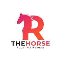 creatieve beginletter r met paard of hengst hoofd logo vector concept