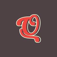 retro letter q-logo in vintage westernstijl met dubbele laag. bruikbaar voor vectorlettertype, labels, posters enz. vector