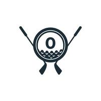 golfsport-logo. nummer 0 voor golf logo vector ontwerpsjabloon. eps10 vector