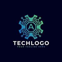 technologie beginletter een logo-ontwerpsjabloon element. vector