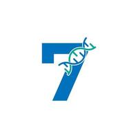 nummer 7 genetische dna pictogram logo ontwerp sjabloon element. biologische illustratie vector