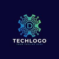 technologie eerste letter d logo-ontwerpelement sjabloon. vector