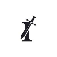 letter i met zwaard pictogram vector logo ontwerp sjabloon inspiratie