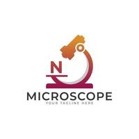 laboratorium logo. eerste letter n Microscoop logo-ontwerpelement sjabloon. vector