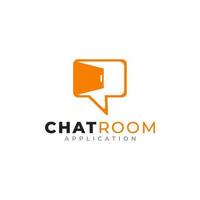 chatroom logo ontwerp. chatbericht met negatieve ruimte deur logo sjabloon vectorillustratie vector