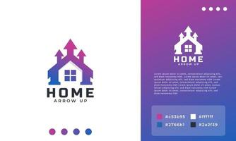 onroerend goed icoon. huis met pijl-omhoog logo-combinatie. huis en groei symbool vector