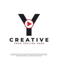 creatieve moderne play letter y icoon. muziek- en video-logo-element. bruikbaar voor bedrijfs- en technologielogo's. vector