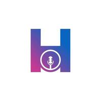 letter h podcast record logo. alfabet met microfoon pictogram vectorillustratie vector