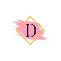 letter d-logo met aquarel penseelstreek. bruikbaar voor bedrijfs-, bruiloft-, make-up- en mode-logo's. vector