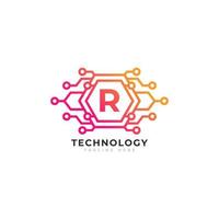 technologie eerste letter r logo-ontwerpelement sjabloon. vector