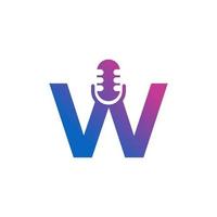 letter w podcast record logo. alfabet met microfoon pictogram vectorillustratie vector