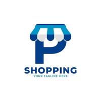 moderne eerste letter p winkel en markt logo vectorillustratie. perfect voor e-commerce, verkoop, korting of winkelwebelement vector