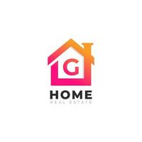 eerste letter g huis huis logo ontwerp. onroerend goed logo concept. vector illustratie