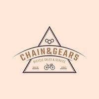 vintage embleem badge fiets reparatie en diensten winkel logo in retro stijl vectorillustratie vector