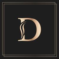 elegante letter d sierlijk koninklijk kalligrafisch mooi logo. vintage goud getekend embleem voor boekontwerp, merknaam, visitekaartje, restaurant, boetiek of hotel vector