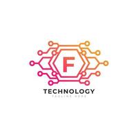 technologie eerste letter f logo-ontwerpelement sjabloon. vector