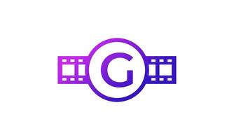 beginletter g cirkel met spoelstrepen filmstrip voor film film bioscoopproductie studio logo inspiratie vector