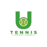 letter u met tennislogo-ontwerp. vectorontwerpsjabloonelementen voor sportteam of huisstijl. vector