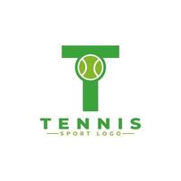 letter t met tennislogo-ontwerp. vectorontwerpsjabloonelementen voor sportteam of huisstijl. vector