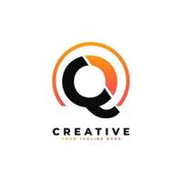 letter q-logo-ontwerp met zwart oranje kleur en cirkel. cool modern pictogram brieven logo vector. vector