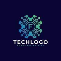technologie eerste letter f logo-ontwerpelement sjabloon. vector