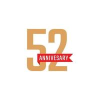 52-jarig jubileumfeest met rood lint vector. de gelukkige verjaardagsgroet viert de illustratie van het sjabloonontwerp vector