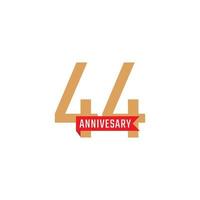 44-jarig jubileumfeest met rood lintvector. de gelukkige verjaardagsgroet viert de illustratie van het sjabloonontwerp vector