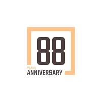 88-jarig jubileumfeest vector met vierkante vorm. de gelukkige verjaardagsgroet viert de illustratie van het sjabloonontwerp