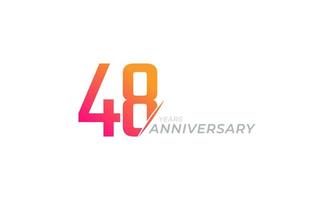 48-jarig jubileumfeest vector. de gelukkige verjaardagsgroet viert de illustratie van het sjabloonontwerp vector