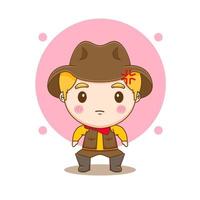 illustratie schattig sheriff of cowboy chibi stripfiguur vector