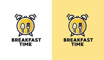 vectorillustratie van afbeeldingen voor ontbijttijd. klok, vork en lepel. perfect voor restaurantlogo vector