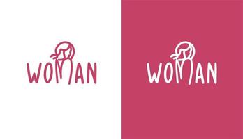 vrouw monoline doodle logo, vintage logo voor merk vector