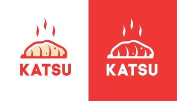 minimalistisch vintage katsu Japans eten met achtergrond voor traditionele voedingsproducten vector